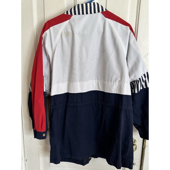 Vtg The Current Seen Windbreaker Jacket Retro Mens Large Nautical Red White Blue - Picture 7 of 8